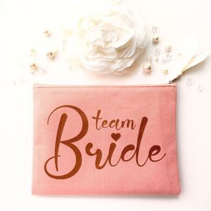 TEAM Bride! Pink & Gold Canvas Cosmetic Bag, NWT